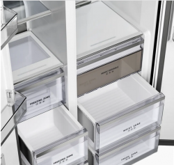 KUPPERSBERG RFSN 1990 BG Холодильник Side by Side, Total No Frost,  Габариты (ВхШxГ): 191,2х91,1х60 см, Инверторный компрессор,Общий объем 602 л., Сенсорное управление, LED дисплей, Цвет Чёрный, метериал - стекло