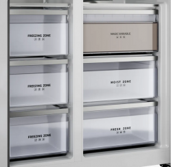 KUPPERSBERG RFSN 1990 SG Холодильник Side by Side, Total No Frost, Габариты (ВхШxГ): 191,2х91,1х60 см, Инверторный компрессор,Общий объем 602 л., Сенсорное управление, LED дисплей, Цвет серебристый, метериал - стекло