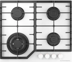 KUPPERSBERG FG 66 W Газовая поверхность, закаленное стекло, ширина 60 см, 4 газовые конфорки, WOK конфорка, автоподжиг, газ-контроль, чугунные решетки, цвет Белый