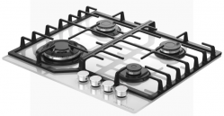 KUPPERSBERG FG 66 W Газовая поверхность, закаленное стекло, ширина 60 см, 4 газовые конфорки, WOK конфорка, автоподжиг, газ-контроль, чугунные решетки, цвет Белый