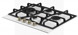 Kuppersberg FS 610 W Bronze Газовая варочная поверхность, конфорка WOK, металл, цвет белый /ручки цвета бронзы