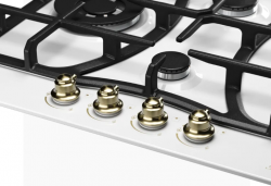 Kuppersberg FS 610 W Bronze Газовая варочная поверхность, конфорка WOK, металл, цвет белый /ручки цвета бронзы