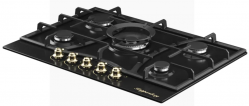 Kuppersberg FS 710 Ant Bronze Газовая варочная поверхность, ширина 71 см., 5 конфорок, конфорка WOK, металл, цвет антрацит/ручки цвета бронзы
