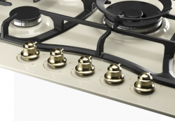 Kuppersberg FS 710 C Bronze Газовая варочная поверхность, ширина 71 см., 5 конфорок, конфорка WOK, металл, цвет бежевый /ручки цвета бронзы