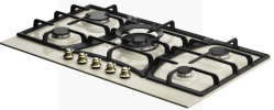 Kuppersberg FS 910 C Bronze Газовая варочная поверхность, ширина 86 см., 5 конфорок, конфорка WOK, металл, цвет бежевый /ручки цвета бронзы