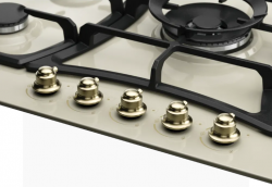 Kuppersberg FS 910 C Bronze Газовая варочная поверхность, ширина 86 см., 5 конфорок, конфорка WOK, металл, цвет бежевый /ручки цвета бронзы