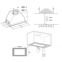 KORTING KHI 60945 DGN Дизайн KITCHEN SELECTION Полностью встраиваемая в шкаф 60 см, BLDC мотор, cенсорное управление, Режимов 3 + Silent и Turbo,, 950 м3/ч., таймер, черное стекло, ширина - 53 см.