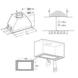 KORTING KHI 90945 DGN Дизайн KITCHEN SELECTION Полностью встраиваемая в шкаф 60 см, BLDC мотор, cенсорное управление, Режимов 3 + Silent и Turbo,, 950 м3/ч., таймер, черное стекло, ширина - 83 см.