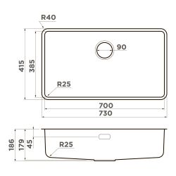 Кухоная мойка OMOIIRI Omi 73-U/I Ultra LG Монтаж под столешницу / накладной
