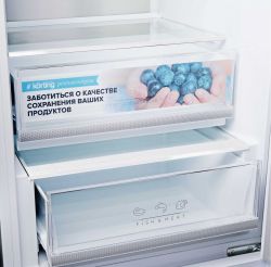 KORTING KNFC 62012 X Холодильник, Инвертор, ширина 60 см, NO FROST, Dynamic Air Cooling, Fresh Zone, электронное управление, объем: 360 л, (ВхШхГ): 2010х595х660 мм, цвет - Нерж. сталь