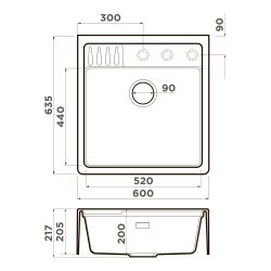 Кухоная мойка OMOIIRI KINOKAWA 60-GB Фронтальный монтаж
