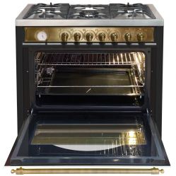 KAISER HGE 93555 EM Turbo Плита комбинированная газовая с электрической духовкой, Дизай «Ампир» / Empire, Цвет - Чёрный, Габариты (ШxГxВ), мм. 900/600/900-920