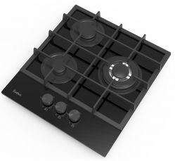 Evelux HEG 425 BG Газовая поверхность из закалённого стекла, WOK-конфорка, ширина 45 см, газ контроль, эл. поджиг, цвет - чёрный