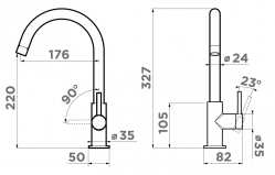 Omoikiri SHINAGAWA SlLIM-LG Кухонный смеситель