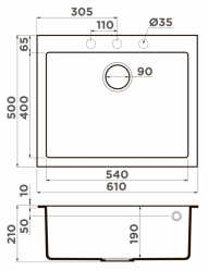 Кухонная мойка Omoikiri Bosen 61A-MO материал ARTCERAMIC. Монтаж накладной