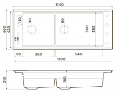 OMOIKIRI SINTESI PRO 114-2-U/I-WH Кухонная мойка, материал: Artceramic, монтаж - накладной / подстольный