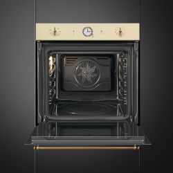 Smeg SFP68C1TPO  Серия Coloniale  Многофункциональный духовой шкаф, 60 см, 9 функций, Пиролитическая очистка, Кремовый, фурнитура латунная. Класс энергопотребления А +.