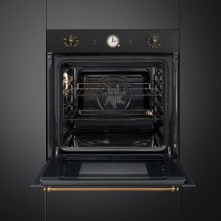 Smeg SFP68C1TAO Серия Coloniale Многофункциональный духовой шкаф, 60 см, 9 функций, Пиролитическая очистка, цвет - Антрацит, фурнитура латунная. Класс энергопотребления А +.