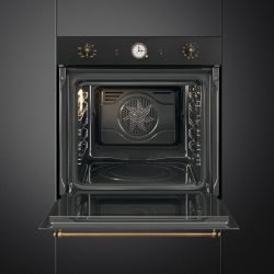 Smeg SFP68C1TAO Серия Coloniale Многофункциональный духовой шкаф, 60 см, 9 функций, Пиролитическая очистка, цвет - Антрацит, фурнитура латунная. Класс энергопотребления А +.