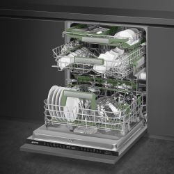 Smeg STL7324AQLLW Посудомоечная машина, ИНВЕРТЕР, Аква Стоп, луч на полу, 14 комплектов, Сенсорное управление, автоматическое открывание дверцы в конце цикла, Количество программ:12+2, WI-FI, 1/2 загрузки...