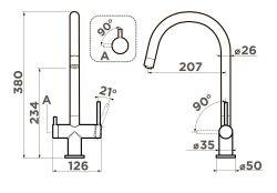 Смеситель Omoikiri YAMADA-SLIM -GM, тонкий корпус, Подключение к фильтру