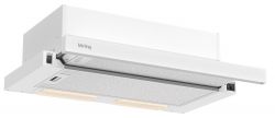 KORTING KHP 6704 GW Встраиваемая с выдвижным экраном, ширина 60 см, 550 м3/ч., 3 режима, механическое управление, алюминиевый жировой фильтр, LED освещениe , панель - Белое стекло