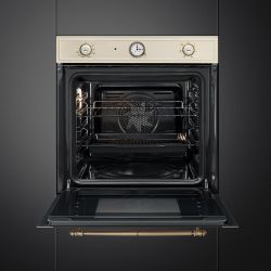 SMEG SF67C1PO Серия Cortina, Духовой шкаф, 60 см, 6 функций, кремовый, латунная фурнитура