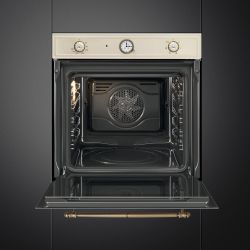 SMEG SF67C1PO Серия Cortina, Духовой шкаф, 60 см, 6 функций, кремовый, латунная фурнитура