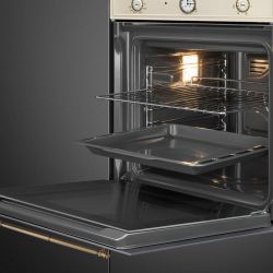SMEG SF67C1PO Серия Cortina, Духовой шкаф, 60 см, 6 функций, кремовый, латунная фурнитура