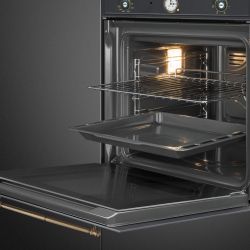 SMEG SF67C1AO Серия Cortina, Духовой шкаф, 60 см, 6 функций, Антрацит, латунная фурнитура