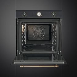 SMEG SFP67C1TAO Серия Cortina, Духовой шкаф, 60 см, 9 функций, Пиролитическая очистка, Антрацит, латунная фурнитура