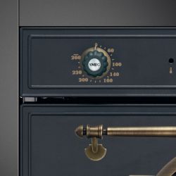 SMEG SFP67C1TAO Серия Cortina, Духовой шкаф, 60 см, 9 функций, Пиролитическая очистка, Антрацит, латунная фурнитура