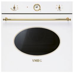 SMEG SF800B Серия Coloniale  Духовой шкаф, 60 см, 6 функций, белый, позолоченная фурнитура Класс энергопотребления A