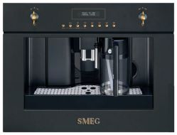 SMEG CMS8451A Серия Coloniale, Встраиваемая кофемашина, Цвет антраццит, фурнитура латунь и золото в комплекте.