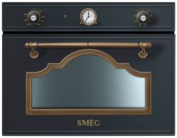 SMEG SF4750MAO Серия Cortina  Микроволновая печь, 60 см, высота 45 см, 6 функций, Антрацит, фурнитура латунная