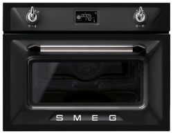 SMEG SF4920MCN1  Серия Victoria Компактный духовой шкаф с микроволновой печью, черный, 45 см