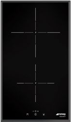 SMEG SI5322B Индукционная поверхность. таймер, Функция Booster 2 зоны, 9 уровней мощности, Ширина - 30 см. скошенный край