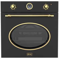 KORTING OKB 461 CRGN Духовой шкаф серия Retro - дизайн Provence. часы в классическом стиле, таймер и отключение, 8 режимов, объем 60 л, телескоп.напр. на 2-х уровнях, каталитическая очистка, цвет - чёрный; цвет ручки и регуляторов - золото