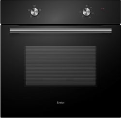Evelux EO 610 B Духовой шкаф, 4 режима, объем духовки 65л., цвет - чёрное стекло.