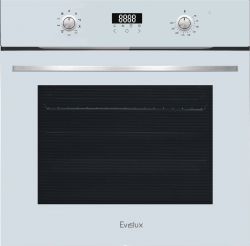 Evelux EO 635 PW Духовой шкаф, 9 режимов, дисплей Snow White, объем духовки 71л., телескопич. направляющие 1 уровень, цвет - белое стекло.