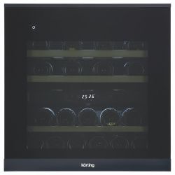 Встраиваемый винный шкаф KORTING KFW 604 DB GXN Чёрное стекло + чёрная нерж сталь. Высота 595 мм. 2 независимые температурные зоны