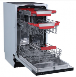 Kuppersberg GLM 4581 Посудомоечная машина, 10 компл., 7 программ, луч на полу, три корзины, Aqua Stop, Конденсационная сушка, Автоматическое открытие двери, уровень шума 49 дБ, ширина 45 см.