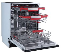 Kuppersberg GLM 6081 Посудомоечная машина, 14 компл., 7 программ, луч на полу, три корзины, Aqua Stop, Конденсационная сушка, Автоматическое открытие двери, уровень шума 49 дБ, ширина 45 см.