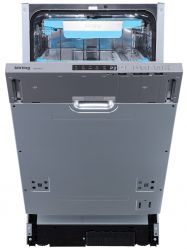 Korting KDI 45017 Посуд. машина,- 45 см., А+++/A/A, электронное. упр., 5 программ,  10 компл., "Луч на полу" . Третья корзина, 1/2 загрузки, Автоматическое открывание дверцы, Защита от протечек