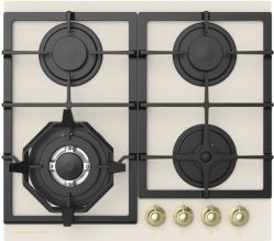 Zigmund & Shtain M 26.6 X Газовая варочная поверхность из закаленного стекла, цвет - Бежевый, ручки золото