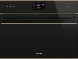 Smeg SO4602M1NR  Серия Dolce Stil Novo  Компактный многофункциональный духовой шкаф, комбинированный с микроволновой печью, ширина 60 см, высота 45 см, 11 функций, чёрное стекло Eclipse, медный профиль.