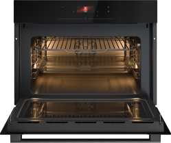 Asko OCM24BGH ESSENCE Series 2 Духовой шкаф с функцией СВЧ 112 автоматических программ и 15 режима нагрева. Цветной TFT дисплей. Цвет - Чёрное стекло
