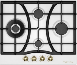 Kuppersberg FS 610 W Bronze Газовая варочная поверхность, конфорка WOK, металл, цвет белый /ручки цвета бронзы