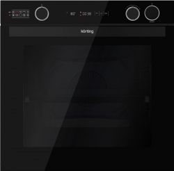 KORTING OKB 61061 SQGN дизайн KITCHEN SELECTION. Духовой шкаф с Пароваркой, два дисплея + электронные регуляторы. Температуры: 50 – 300 ⁰С, 10 режимов, Увеличенный объем камеры 81 л. цвет - черное стекло Total Black