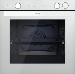 KORTING OKB 61061 SQGW дизайн KITCHEN SELECTION. Духовой шкаф с Пароваркой, два дисплея + электронные регуляторы. Температуры: 50 – 300 ⁰С, 10 режимов, Увеличенный объем камеры 81 л. цвет - Белое стекло
